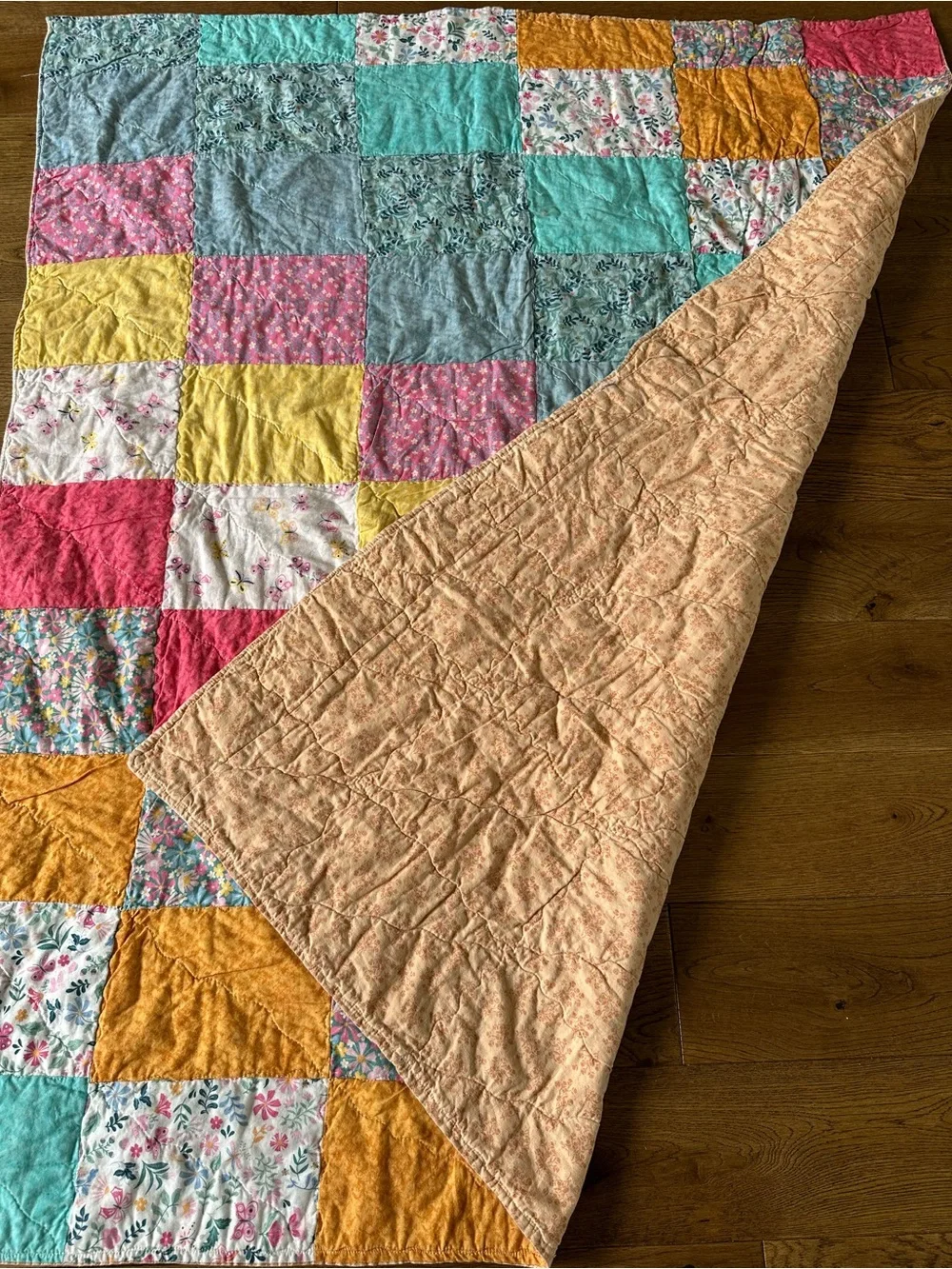 Vintage Handmade Toddler Quilt Blanket Throw Cotton Patchwork
